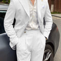BYLUNTA Mens Suit 2 Piece Slim Fit Stripe Suits Tuxedo Blazer Jackets Pants Set Summer Beach Wedding Outfit for Mennt)