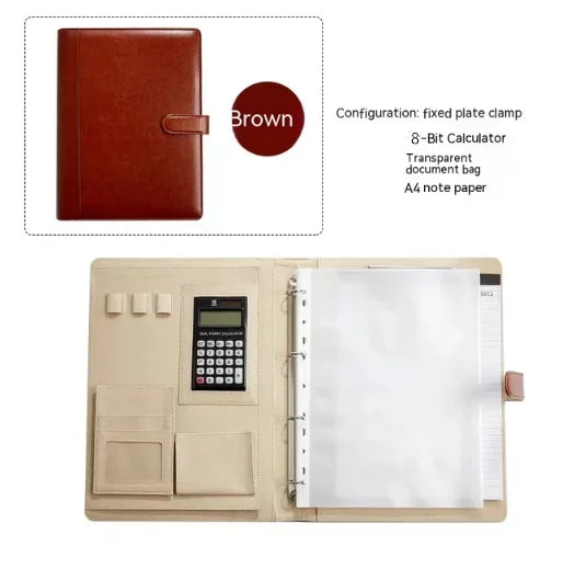 PU Leather Notebook Binder A4 Paper Budget Envelope Expanding File Folder Document Material Chic Loose Leaf Ring Office