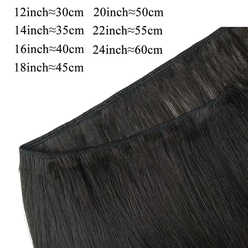 Natural Human Hair Sew-in Double Weft Extensions 50G 12-22 Inch Machine-Remy Full Head Bundle for Hair Extensions