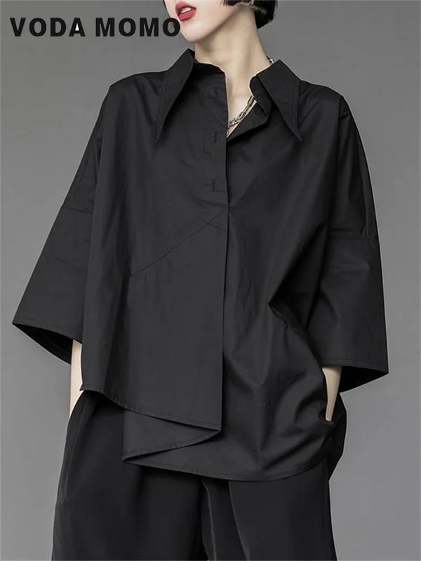 Y2K Women Streetwear Loose Summer Tops Academic Irregular - View 2 | SAMAG