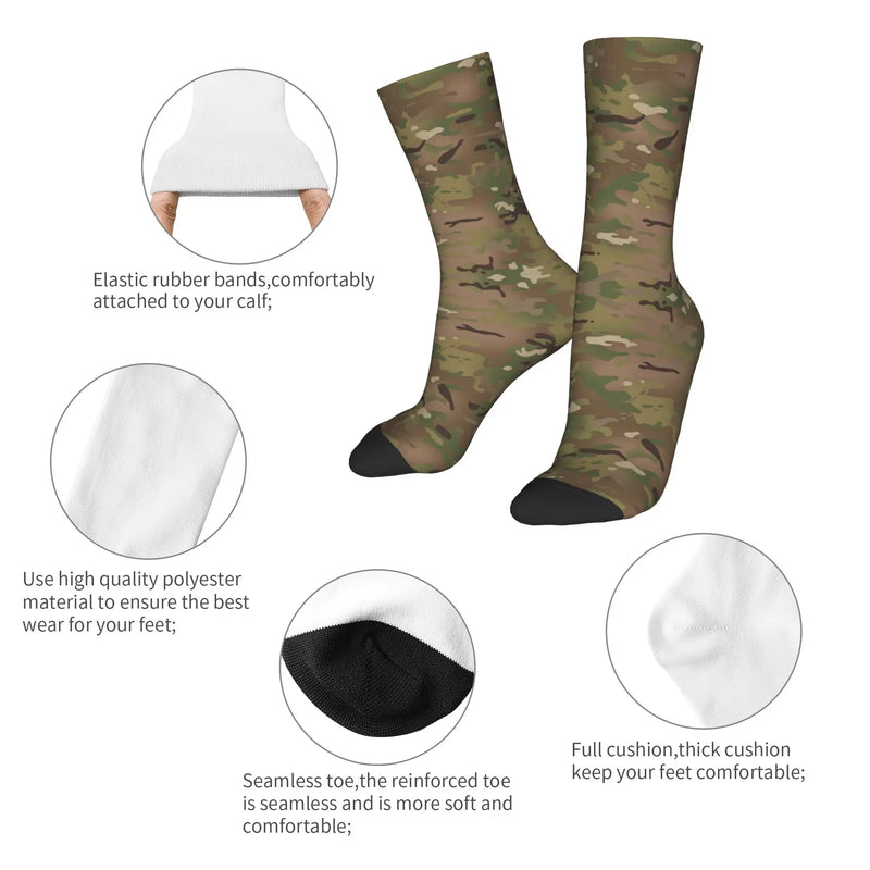 Custom Cute Military Camo Camouflage Army Socks Women Men Warm 3D Printing  Sports Basketball Socks