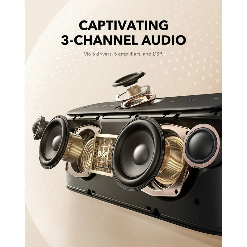 Portable High-Resolution 50W Bluetooth Speaker with Pro EQ, Waterproof for Home, Office, Outdoor, and Bathroom