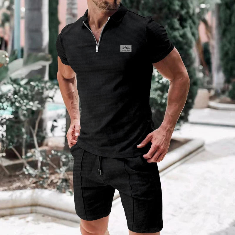 Men's European Style Suit Set - Summer Solid Color | SAMAG