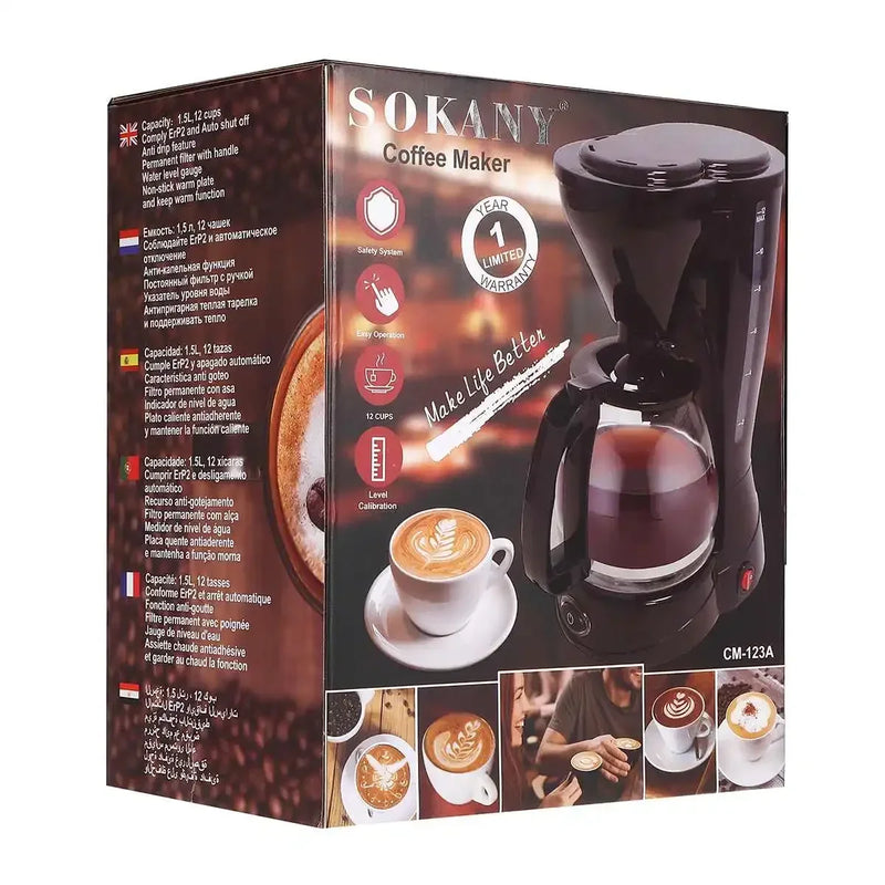 12 Cups Coffee Machine Mini Automatic Dripping Home Office Coffee Maker Multi-function Brew Tea Coffee home appliances