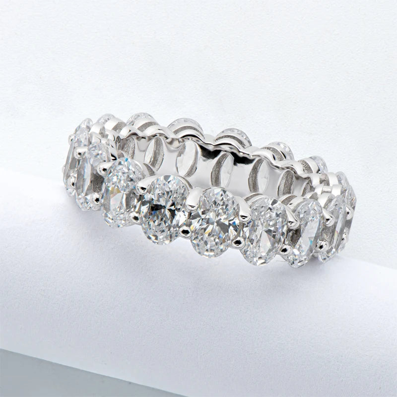 OXTAO 0.5CT Oval Moissanite Eternity Ring Engagement Anniversary Gifts for Women Stackable Wedding Rings Jewelry 14K Gold Filled