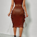 Women's Striped 2 Piece Outfit Casual Sleeveless Top Ruffle Asymmetrical Skirt Set for Daily Vacation Office Wear