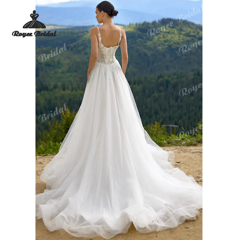 Elegant Appliqué Boho A Line Wedding Dresses Beaded 3D - View 2 | SAMAG