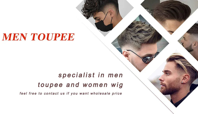 Super Ultra Thin Skin 0.02mm 80-100%Density Men Toupee Brown Black 210# Human Hair System Undetectable Natural Hairline Prosthes