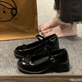 women's Bow versatile high heels Mary Jane thick soled leather shoes Fashion elegant shoes Trendy ladies pumps Zapatos Mujer