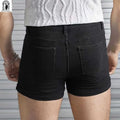 Men's Sexy Slim Fit White Denim Shorts, Rolled Cuff | SAMAG