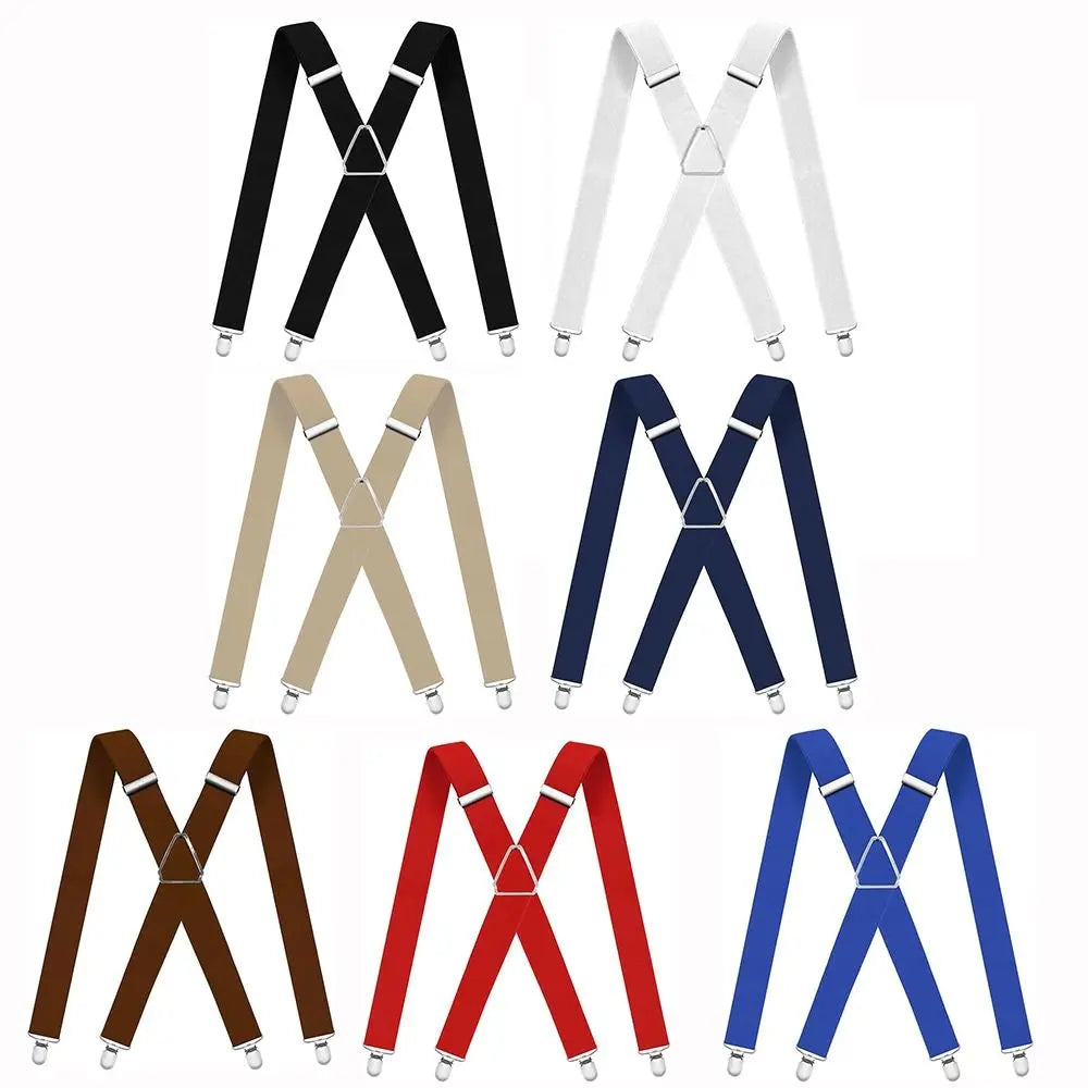 New Adjustable Adult Suspenders Elastic Strong Metal Clips Adult Belt 4 Clips Clip-on Suspenders Men Women
