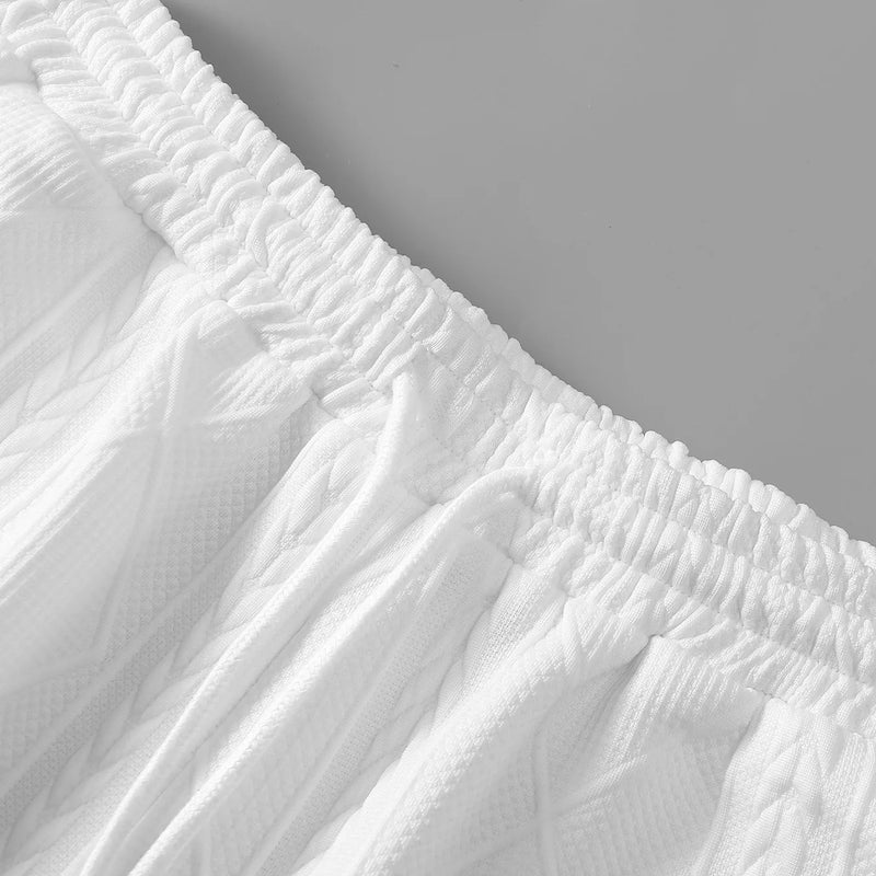 Men's White Diamond Cable Knit Set, Crew Neck Short | SAMAG