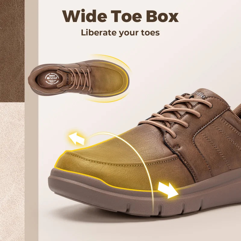 FitVille Wide Slip On Shoes For Men'S Lightweight Casual Dress Oxfords Shoes Business Walking Sneakers With Arch Support