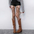 2025 New Sexy Lace Garter Belt Stocking Floral Pattern Thigh Highs Y2K Over Knee Sock Mesh Pantyhose for Women Lingerie Leggings
