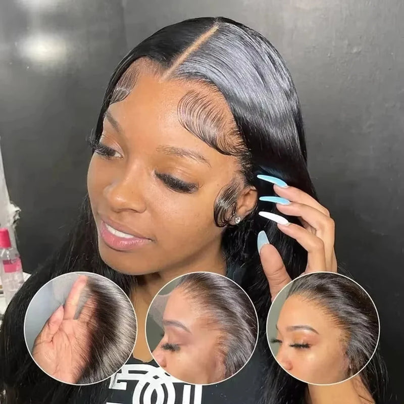 Wear And Go HD Lace Front Wigs 13x6 Straight Human Hair Wig Brazilian 42 Inch Transparent 5X5 Gluless Wigs With Natural Hairline