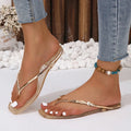 *Round Head Fashionable Metal Comfortable Solid Color Casual Beach Cool Slippers Summer New Sexy Comfortable Women's Shoes