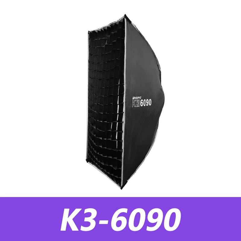 TRIOPO K3-6090 K3-30120 Rectangular Quick Release Bowens Mount Softbox with Grid for LED Video Light Soft Light Modifier