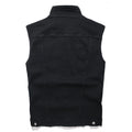 Men Classic Black Denim Vest Pure Color All Match Sleeveless Waistcoat Cotton Cargo Tank Top