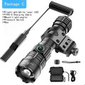 LED Flashlight Tactical Night Scout Hunting Lights Set Long-Shot Powerful Type-C Rechargeable Outdoor Waterproof Torch