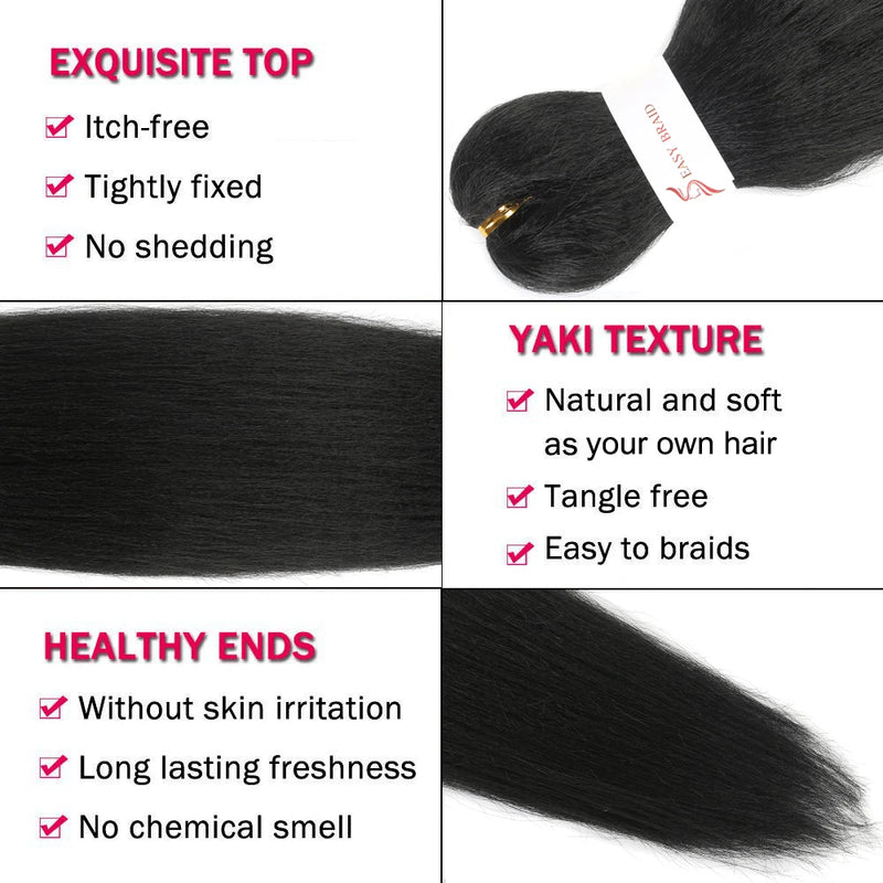 Pre Stretched Braiding Hair 26inch Kanealon for Braids Yaki Straight Synthetic Braids Hair Extension Expressions Braiding Hair