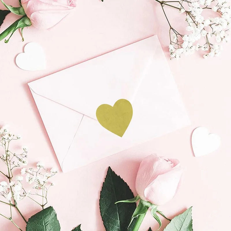 100-500PCS Thank You Stickers New Rolling Merci Stickers for Business Packaging Home Made Love Heart Shaped Sticker