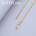 Fashion Charm 18k Gold Necklace 2MM 16/18/20/22/24/26/28/30 Inch Side Chain Necklace For Women Men Jewelry 925 Silver Necklace