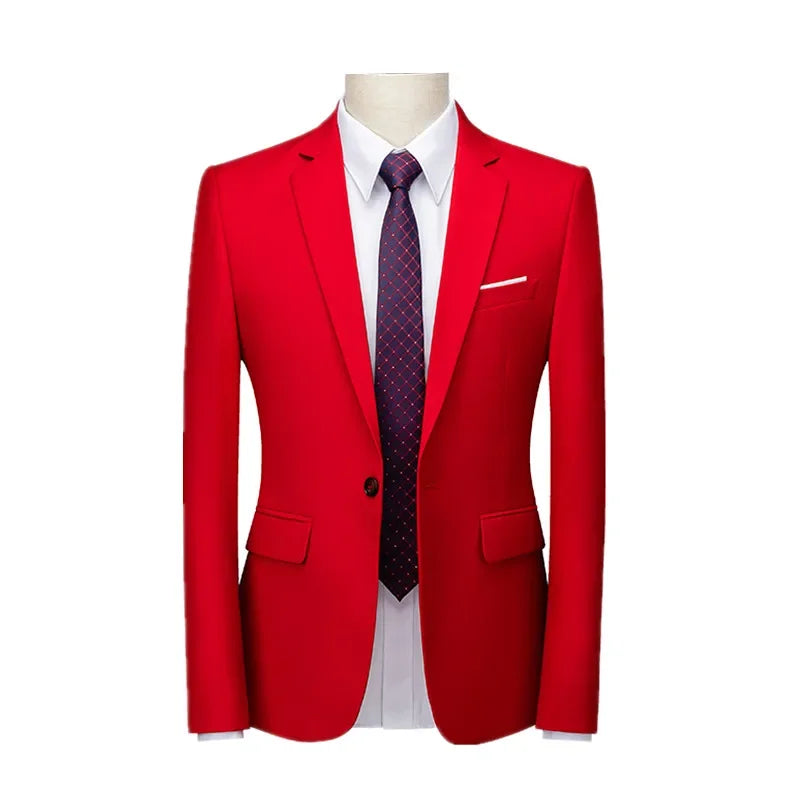 22 Color Men's Suit Jacket, Single Button V-neck Dress Coat Black Blue Red Slim Blazer Asian Size Terno Masculino, M-5XL 6XL
