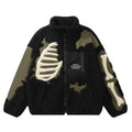 Y2K retro splicing embroidered cotton jacket winter new warm American loose stand-up collar contrasting color men's top