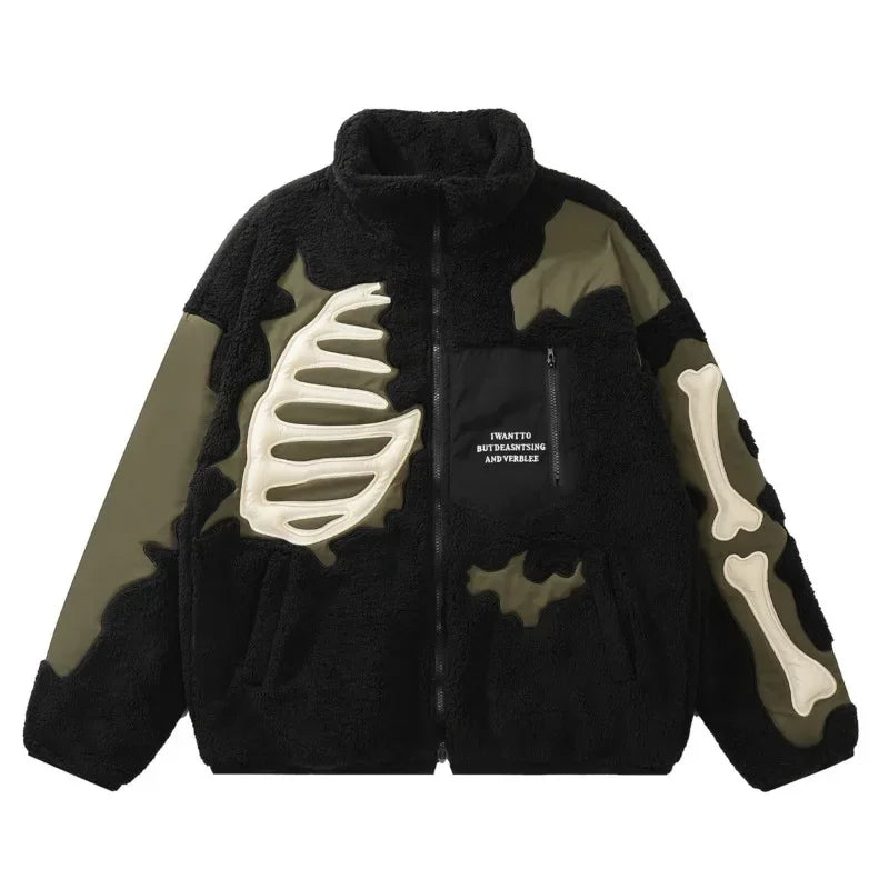 Y2K retro splicing embroidered cotton jacket winter new warm American loose stand-up collar contrasting color men's top