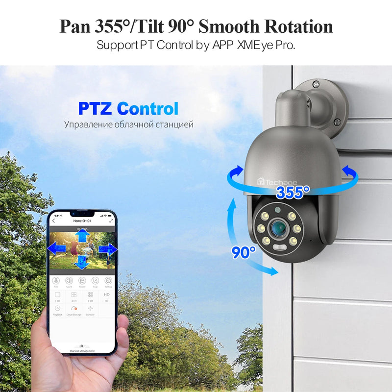 Techage 36CH 5MP 8MP POE PTZ Camera System Smart Ai Human Detected Two-way Audio Color Night 4K H.26S Security Surveillance Kit