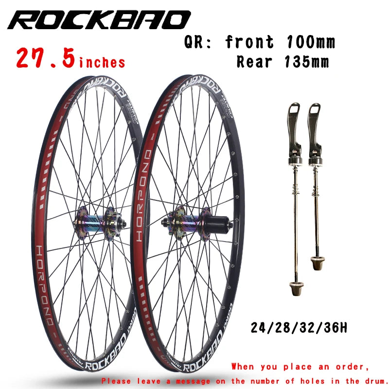 ROCKBAO Mountain Bike Wheelset 24/26/27.5/29inches Disc Brake 4Bearings 7-12speed Quick Release 29er MTB Bicycle Wheel