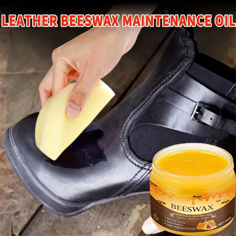 50ml New Universal Beeswax Shoe Polish Kit - Quick Shine, Deep Nourishment, All Colors, Easy, Long-lasting Protection