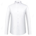 Men's Banded Collar Dress Shirts Long Sleeve Button Down Mandarin Versatile Solid with Pocket - View 10 | SAMAG
