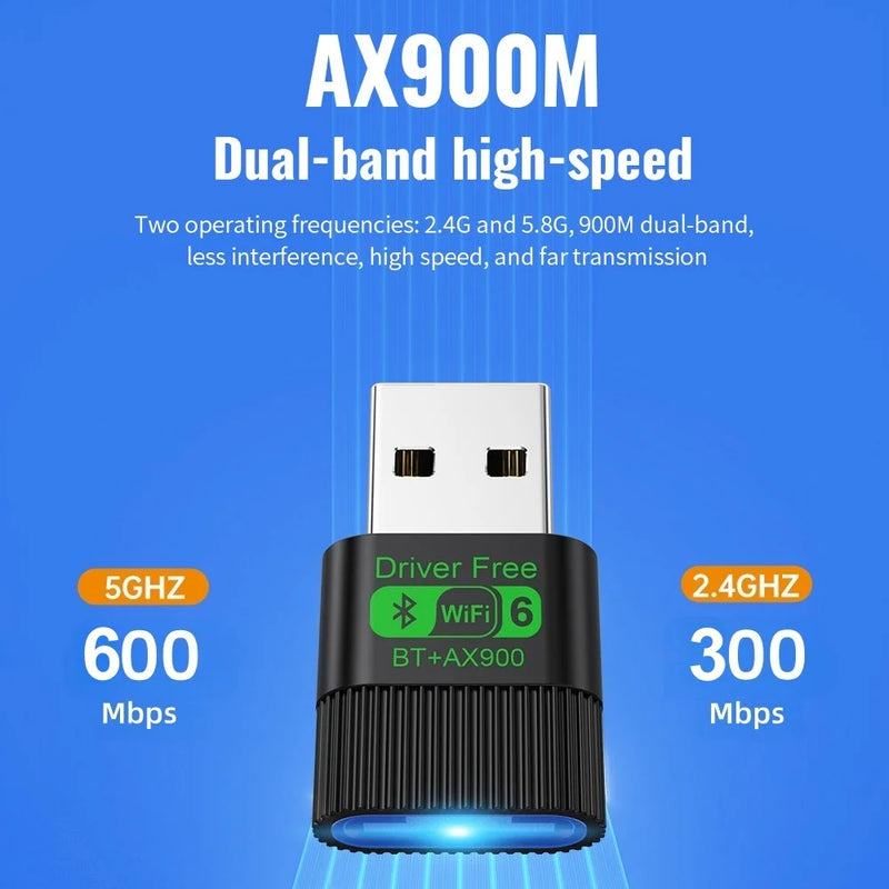 KEBIDUMEI WiFi 6 AX900 Bluetooth 5.4 RGB USB Adapter Wireless Network Card 2.4G&5GHz Wlan Receiver For - Visuel 2 | SAMAG