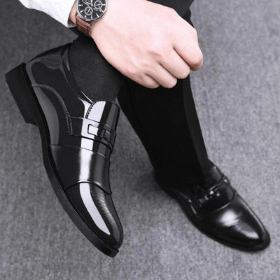 Fashion Black PU Leather Shoes Slip on Formal Men | SAMAG