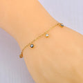 Lokaer Vintage Enamel Blue Eye Charm Bracelets for Women Stainless Steel Cubic Zirconia Chain Bracelet Waterproof Jewelry B24110