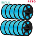 SUNLU PETG 3D Filament 1KG Biodegradable 1.75MM 10Rolls Bright Color Good Toughness Excellent Acid Alkali Weather Resistance