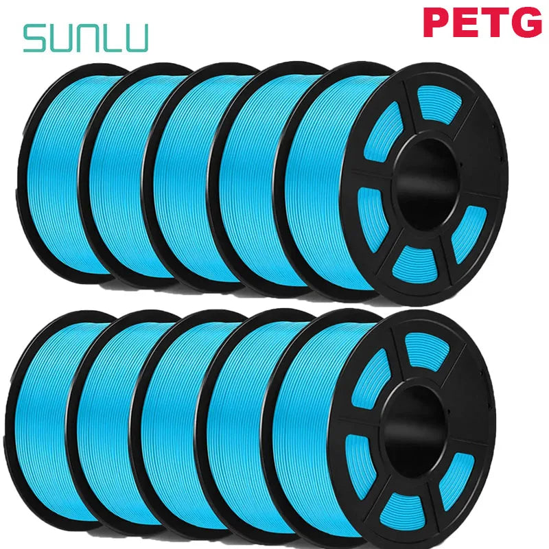SUNLU PETG 3D Filament 1KG Biodegradable 1.75MM 10Rolls Bright Color Good Toughness Excellent Acid Alkali Weather Resistance