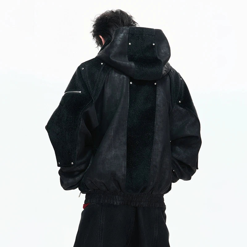 LUZHEN 2026 New Fashion Zipper Decorate Patchwork Design Hooded Coat Men Handsome Street High Quality Casual Male Jacket JY6106