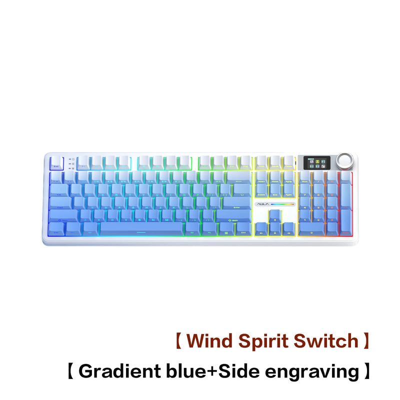AULA F108 Pro Triple-mode Bluetooth 2.4G Wired Mechanical Keyboard Fully Customizable Hot-swappable Keys Gasket Structure RGB
