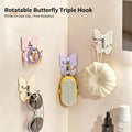 【S】Butterfly Shaped Sticky Wall Hooks 180 Degree Rotatable No Drill Needed For Bathroom Kitchen Bedroom Home - View 4 | SAMAG