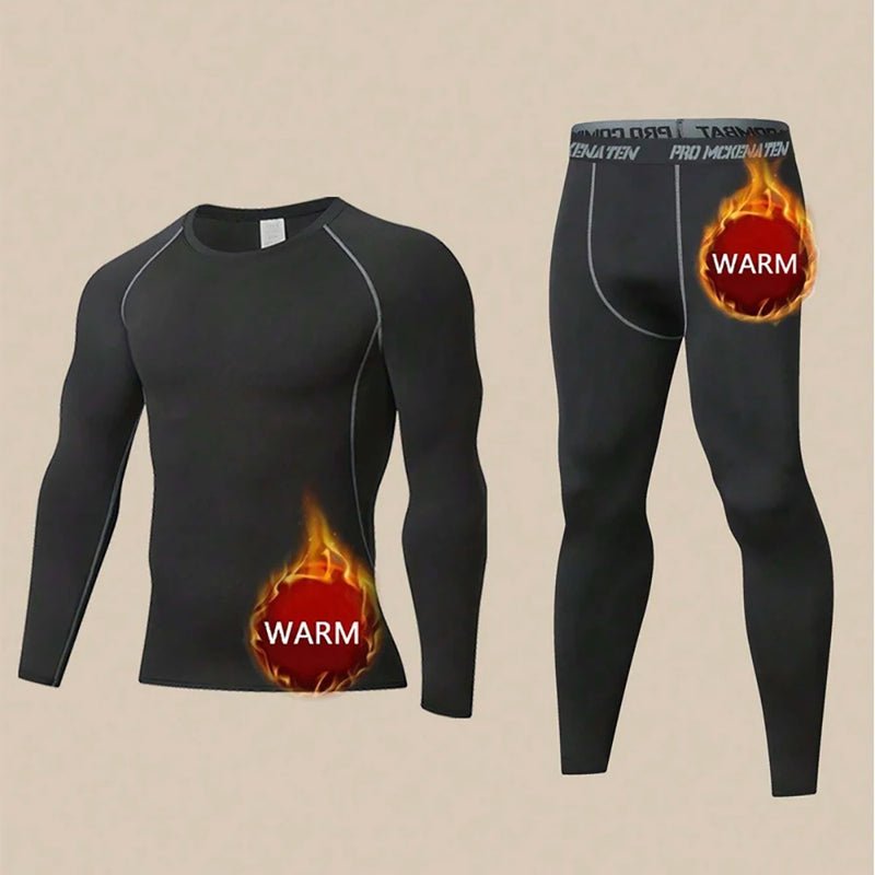 Winter Thermal Underwear Set For Men Keep Warm Long Johns Base Layer Sports Fitness Leggings Tight Undershirts Fleece Pajamas