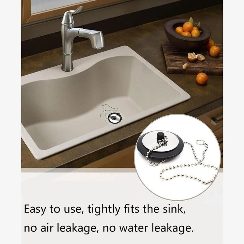 1pc Durable Rubber Bathtub Drain Stopper With Chain, Universal Sink Plug Strainer, Lightweight And Sturdy For Bathroom & Kitchen