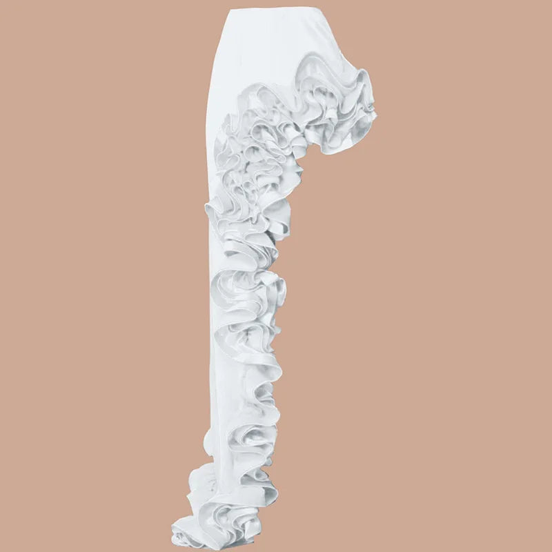Sexy White 3D Ruffle Flower One Piece And Skirt Set | SAMAG