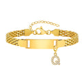 Vnox A-Z letters Baby Bracelets, Stainless Steel Strap Chain for Kids With Cute Letter Blank Bar, Children Jewelry Gift