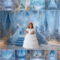 Ice Castle Girls Princess Birthday Party Decor Photography Backdrop Blue Curtains Photozone Background Photo Studio Shoots Props
