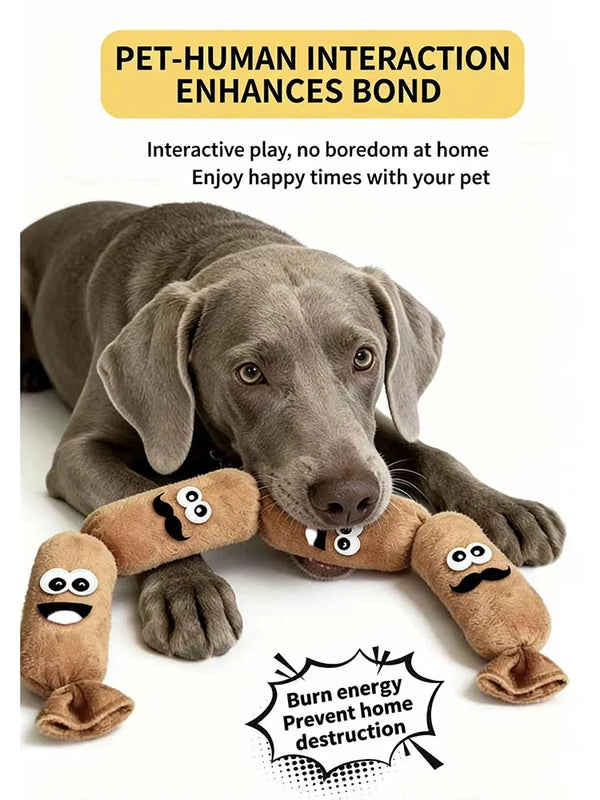 Sausage Shaped Plush Squeaky Dog Toy Bite Resistant Molar Toy Interactive Play For Small Medium Dogs Boredom Relief Pet Toys