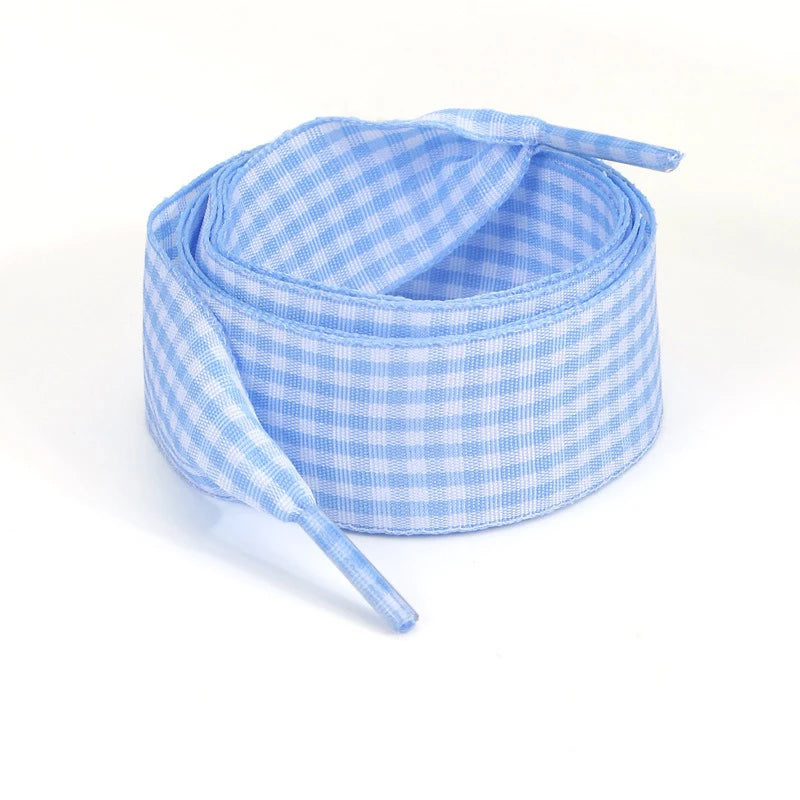 1 Pair Flat Shoelaces Replacement Decorative Check Gingham Shoe Laces for Sneakers Skate Shoe Width 2.5CM Women Men