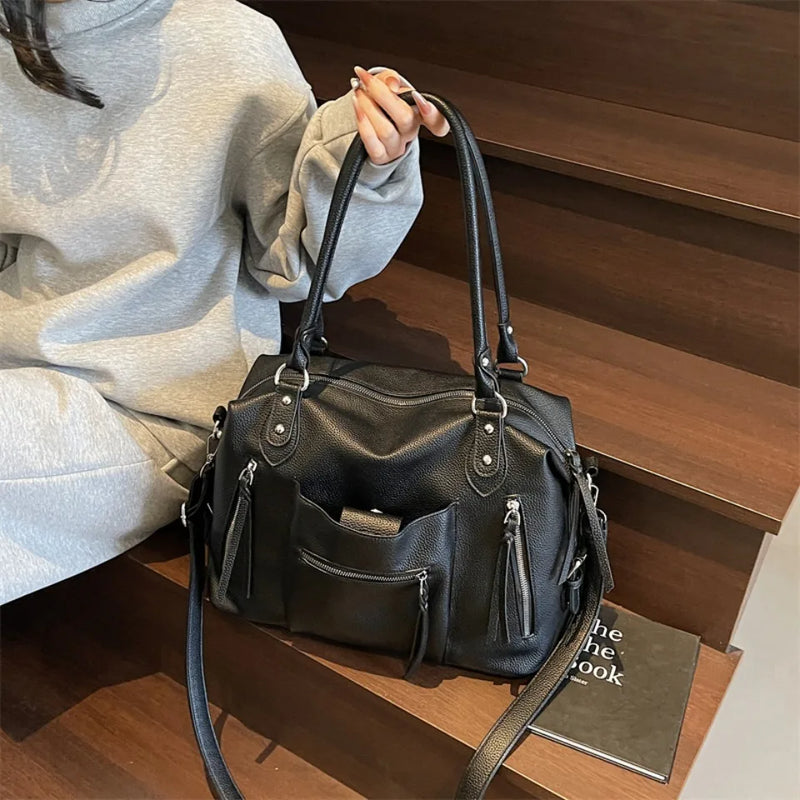 High Quality Soft Leather Crossbody Shoulder Bag for Women Luxury Brand Designe Casual Daily Use Casual Tote Bag Winter Style