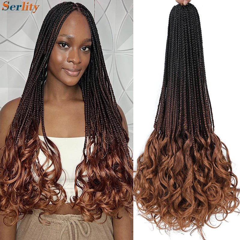 14 18 24 Inch French Curl Crochet Braids 1B 30 27 33 350 613 Bug 12 Colors Ombre Pre Braided Box Braids Crochet French Curl Hair